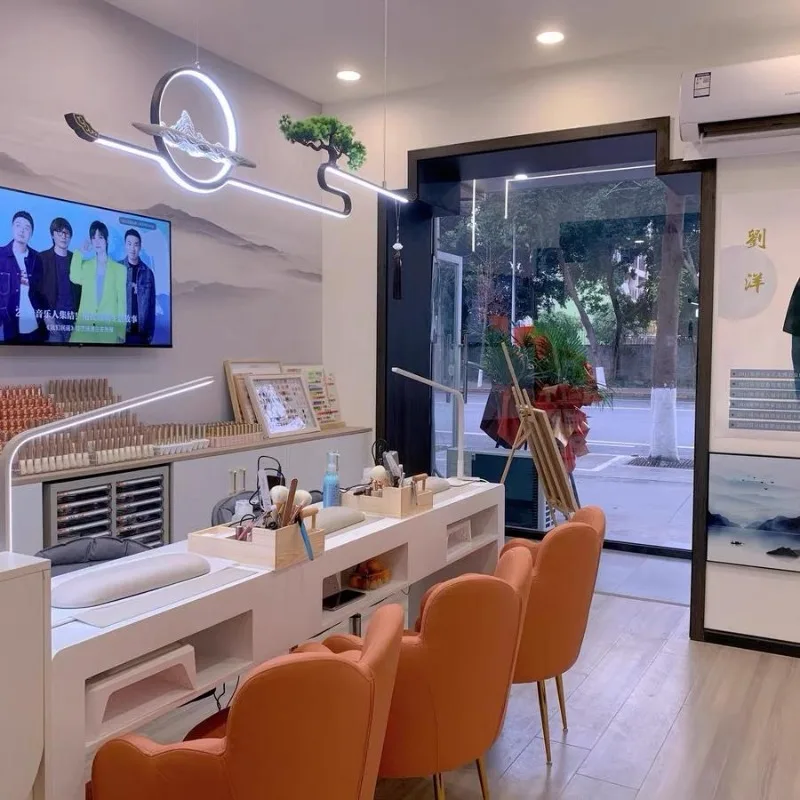 Tech Office Reception - マニキュア用アームチェア、美容師受付用マニキュアテーブル、サロンオフィスネイルテック用タブレット、化粧台、マニキュア用椅子