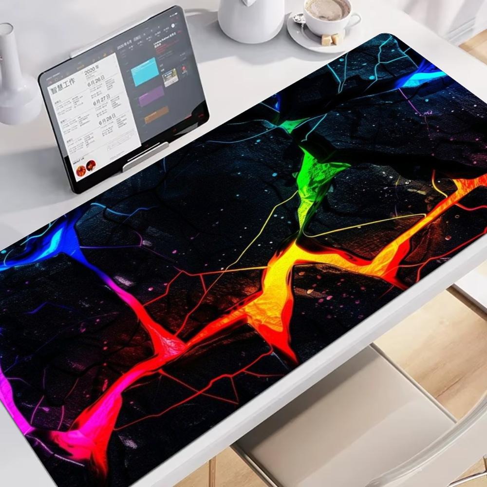Office Tech Background - 大型XXLゲーミングマウスパッドデスクマットキーボードパッドシアンネオンコンターラインサイバーテックブラック背景プリントラップトップPCゲーマーオフィス用