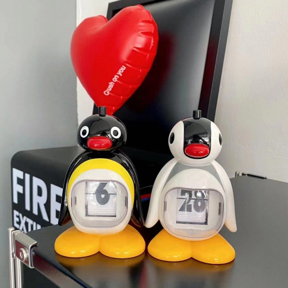 Office Tech Gadgets - ペンギンデスクトップ装飾品カレンダープレス永久カレンダーかわいいペンギン人形クリエイティブ装飾友人の誕生日ギフト