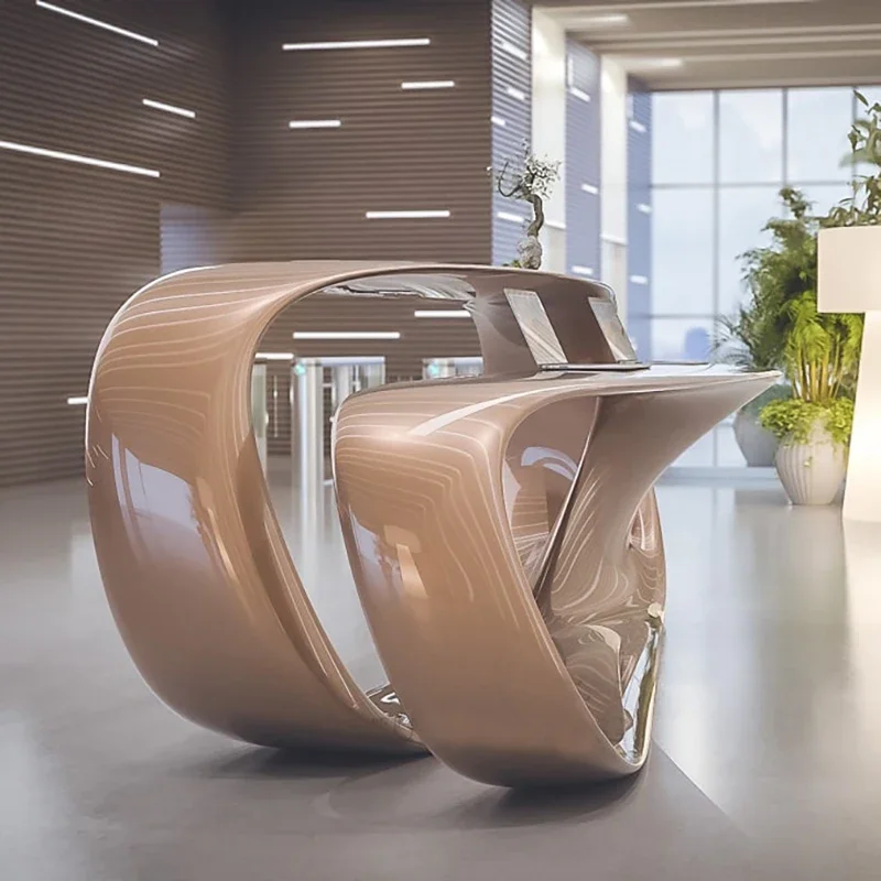 Tech Office Reception - テックセンス クリエイティブファッション 受付カウンター FRP塗装 アーク型 オフィスロビー用