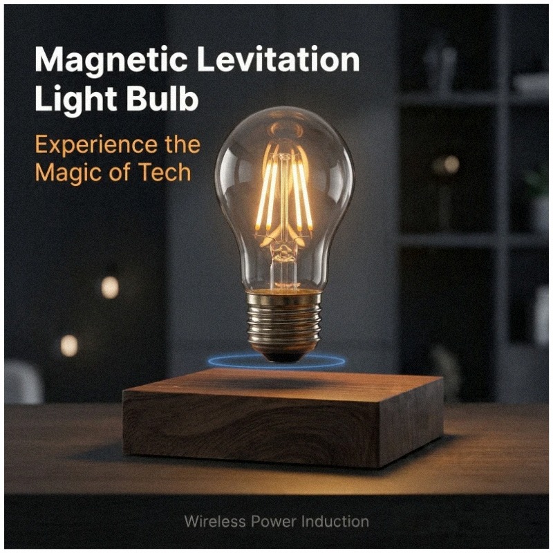 Home Office Tech Gadgets - 磁気浮上式ワイヤレスLED電球デスクランプ、ユニークなギフト、ルームナイトライト、ホームオフィス装飾、テック玩具