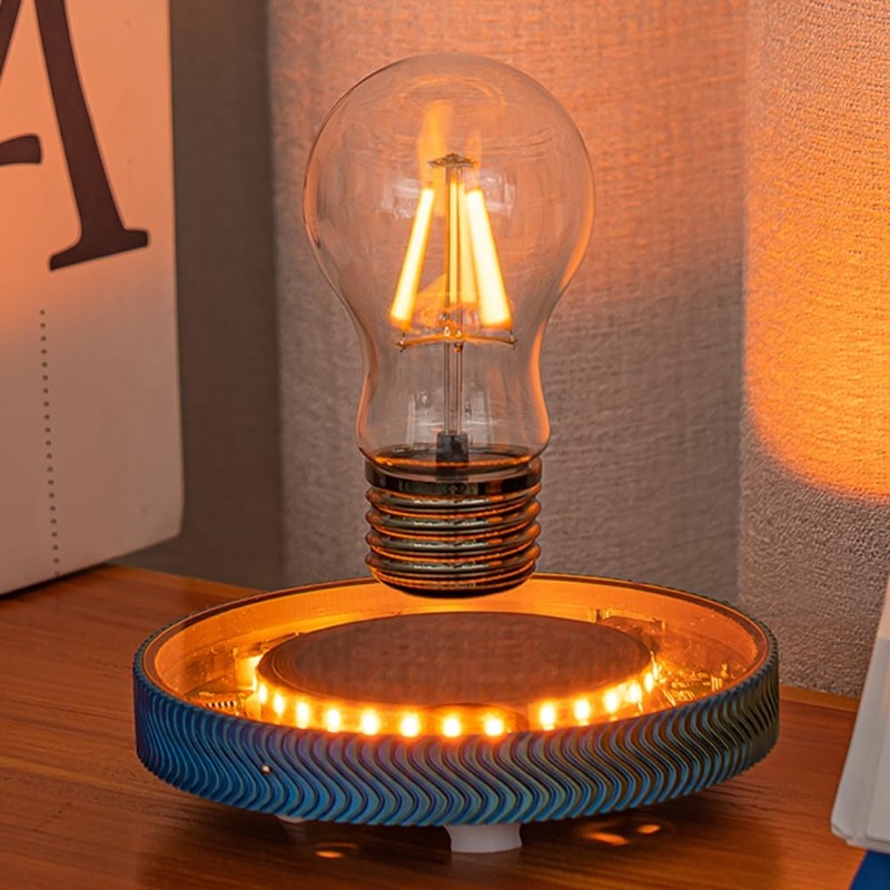 Home Office Tech Gadgets - 空中浮遊ワイヤレスLED電球デスクランプ、男の子と女の子のためのユニークなギフト、寝室のナイトライト、ホームオフィスの装飾、テック玩具