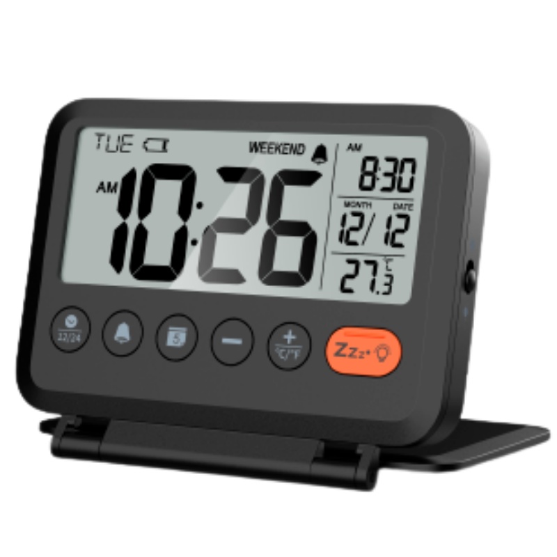 Office Tech Gadgets - NOKLEAD ホームデジタル LCD 温度計時計折りたたみミニ旅行時計カレンダー旅行目覚まし時計ポータブルデスクトップ時計