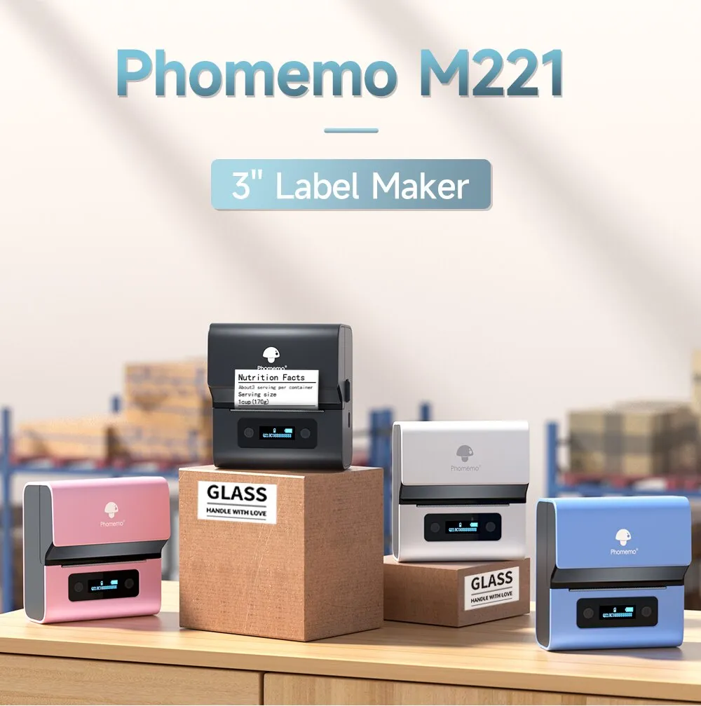 リアルフォメモM221 3インチ防水耐油バーコードプリンター - Label Printer Thermal のレビューと価格