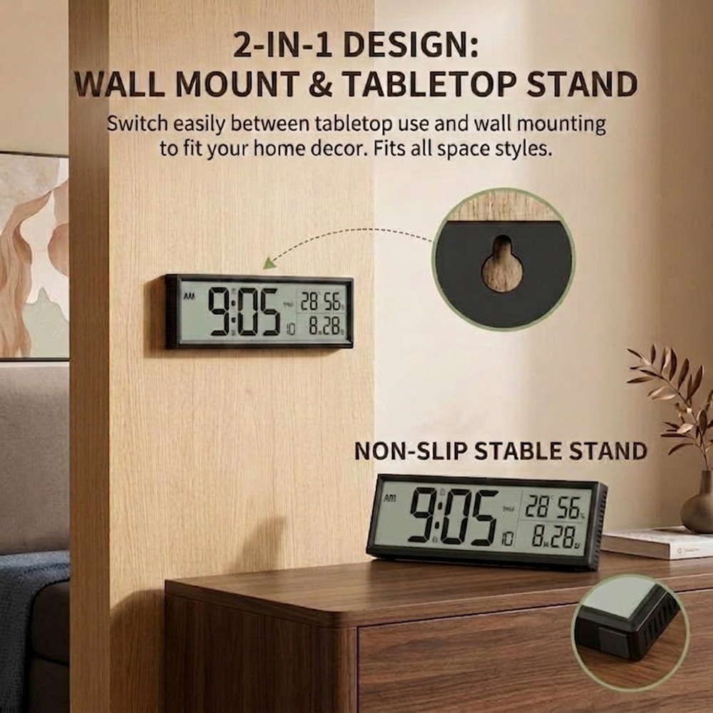 デジタル目覚まし時計 温度・湿度・日付・曜日表示付き デスク - Office Tech Gadgets のレビューと価格