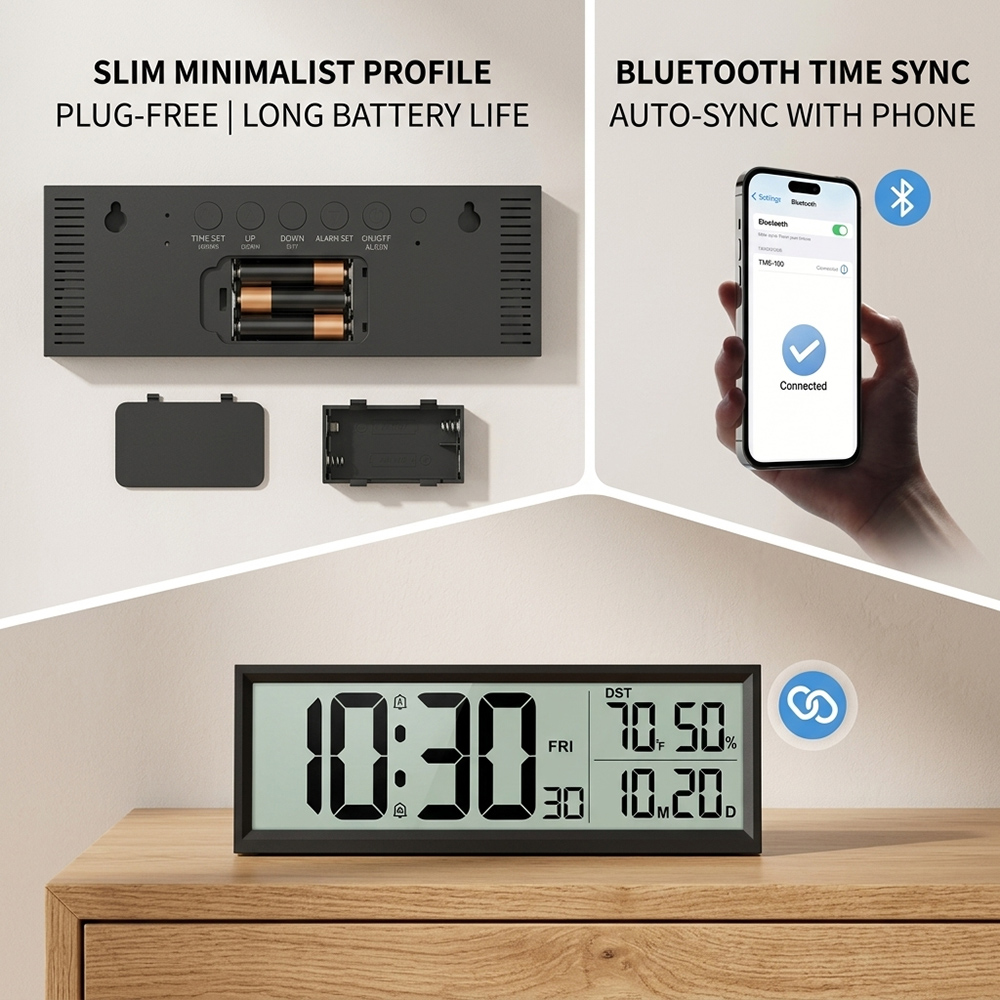 デジタル目覚まし時計 温度・湿度・日付・曜日表示付き デスク - Office Tech Gadgets のレビューと価格