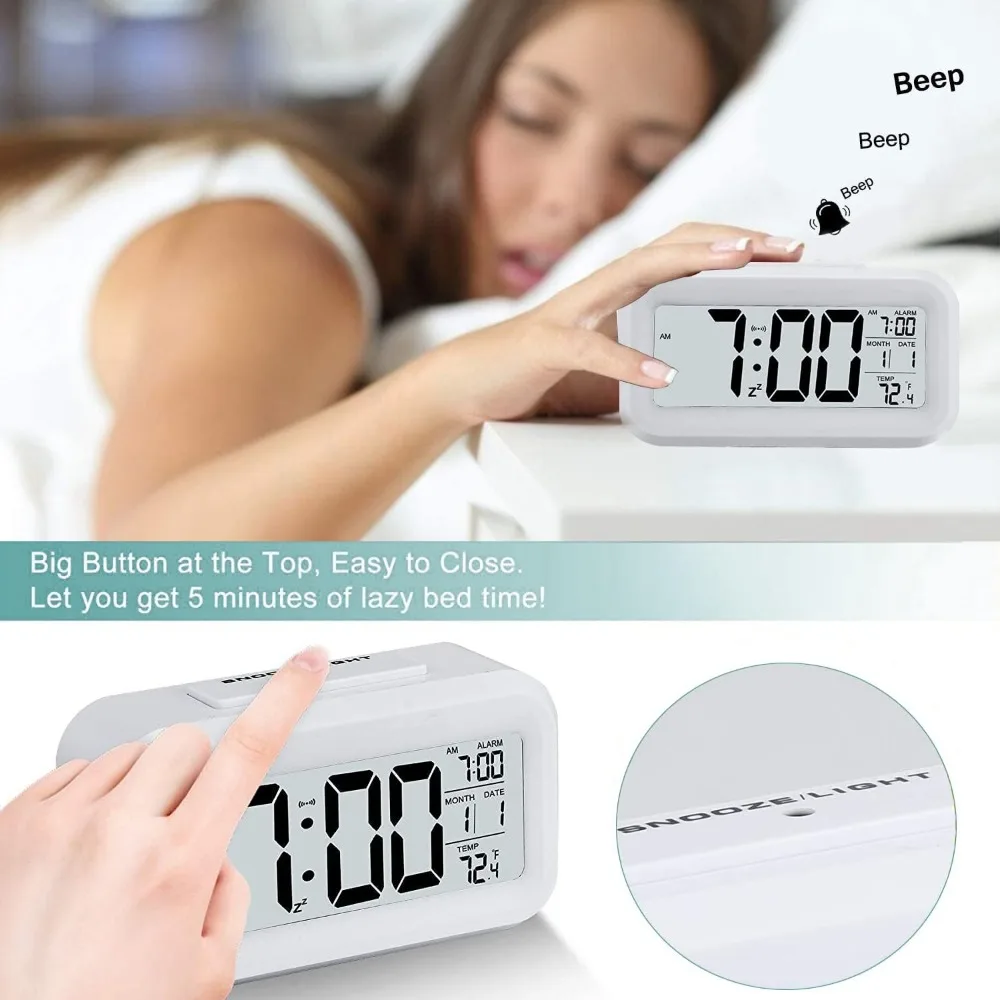 LED 電子デジタル目覚まし時計バックライトスヌーズカレンダ - Office Tech Gadgets のレビューと価格