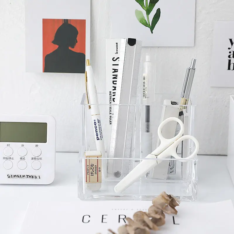 学生,オフィス,デスクトップ用の3つの透明なアクリル収納コン - Home Office Tech Gadgets のレビューと価格