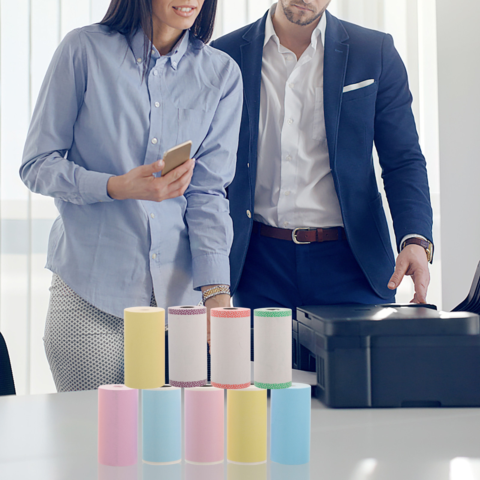 9ロールサーマルプリンターステッカー用紙、カラフルな自己粘着 - Label Printer Thermal のレビューと価格